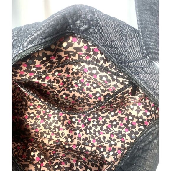 Vera Bradley Iconic 100 Denim Gray Weekender Travel Bag Crossbody Strap Handles - Picture 7 of 13